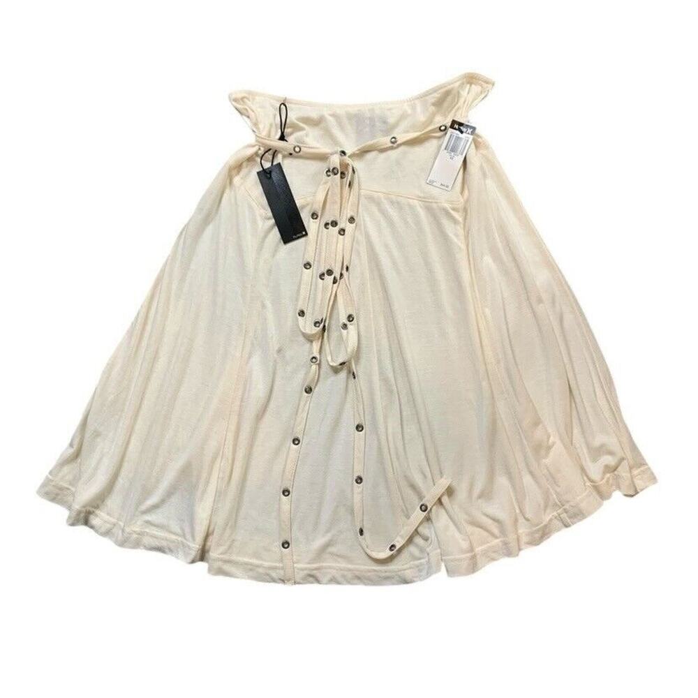 Hurley Skirt Womens XS Extra Small Ivory Pull On Grommet Belt Flowy Lightweight